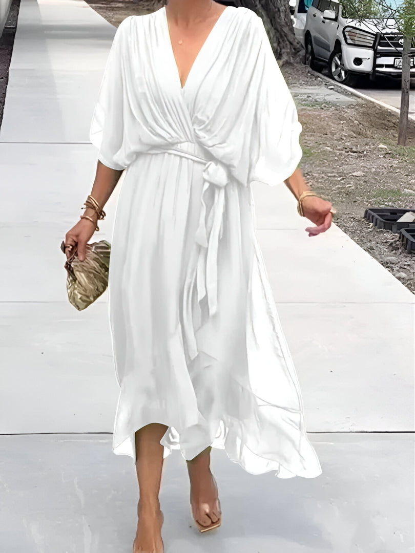 Gretel – Zeitloses Maxikleid mit V-Ausschnitt und fliessendem Schnitt