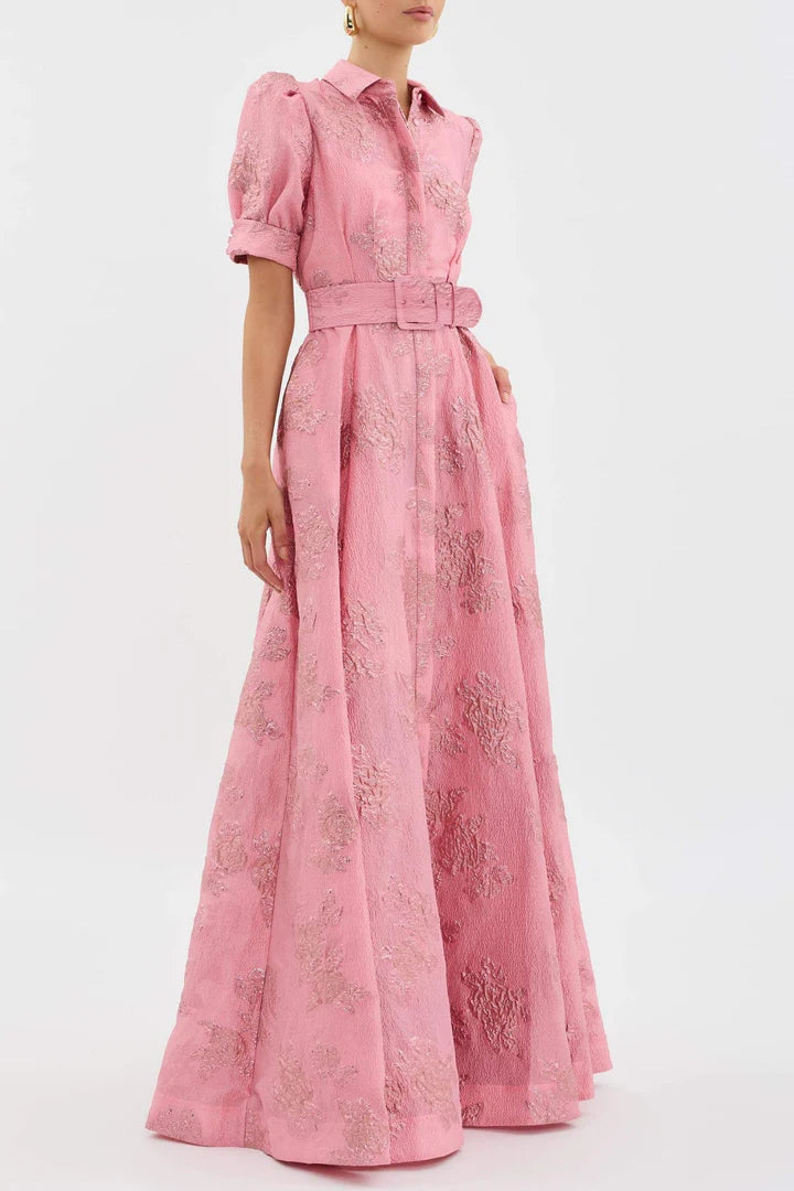 Vera – Elegantes Maxikleid mit Puffärmeln und tailliertem Schnitt